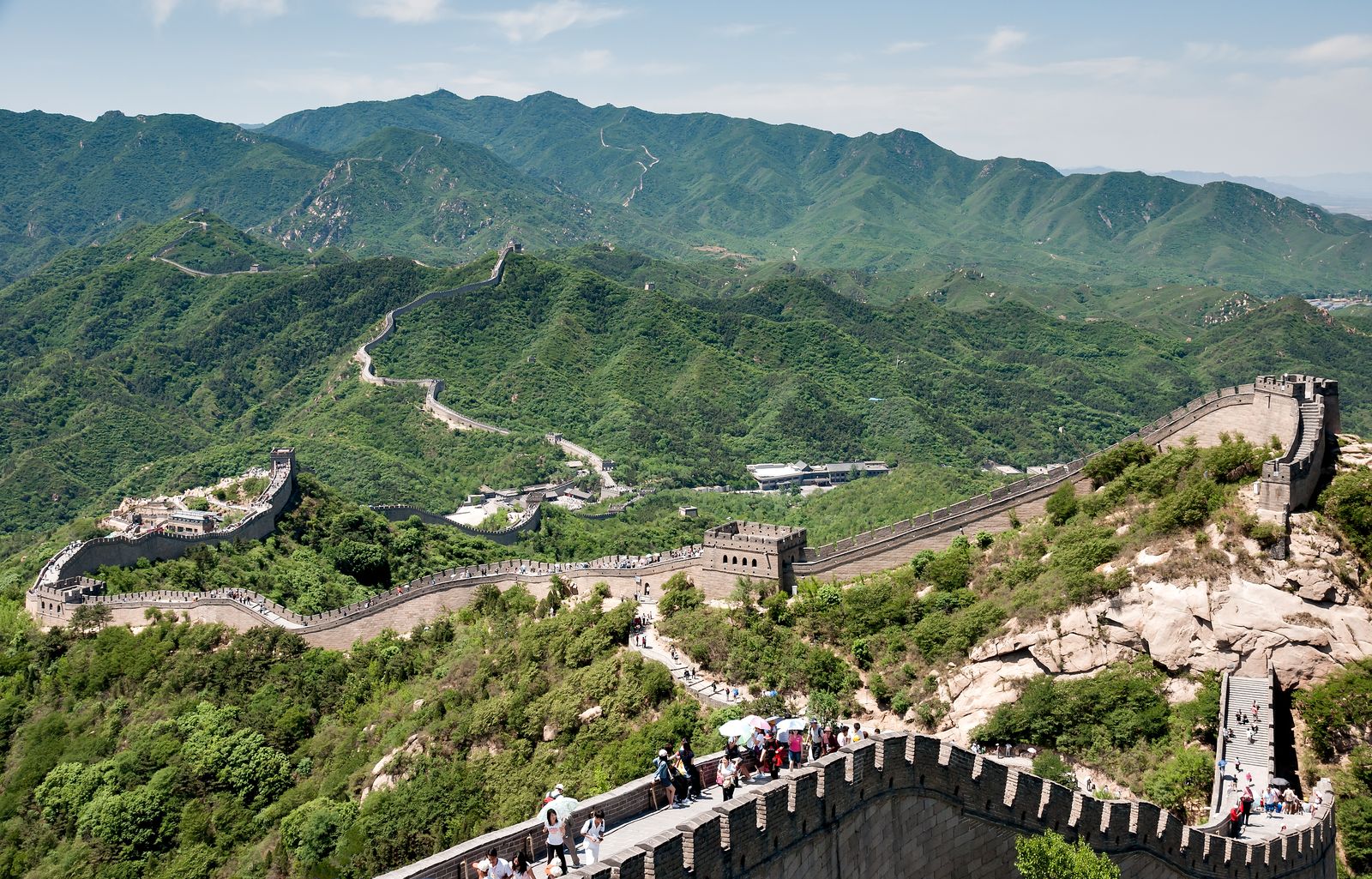 Visitors on a restored section of the Great Wall of China