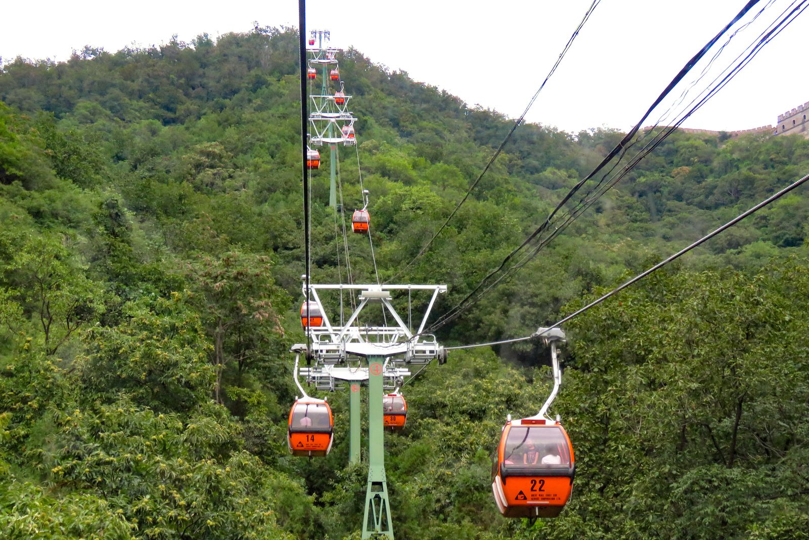 Cable car ascending to the Great Wall