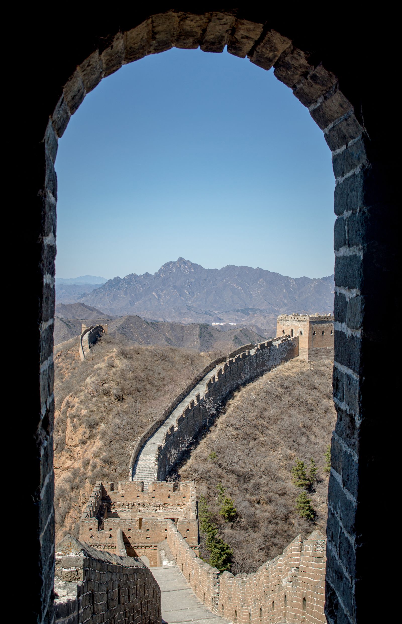 The Great Wall winding over mountain ridges